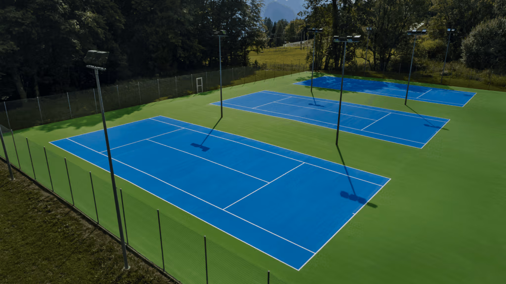 Trois courts de tennis réalisé par Terrasport SA.