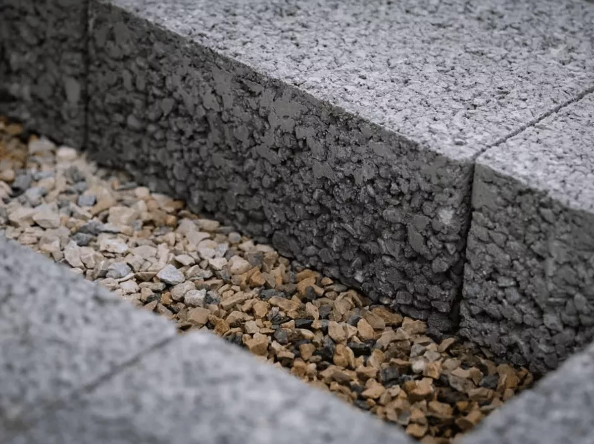 Pose de pavé pour construire un chemin d'accès à l'entrée d'une maison, suivi d'aménagements extérieures.